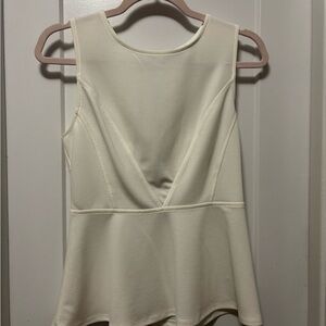 Dynamite Cream Peplum Sleeveless Blouse